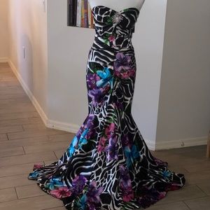 Beautiful Floral/Zebra Print Gown